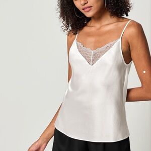 Lily Silk White Lace Trim Camisole